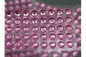 ALLSTARCO 10mm SS46 Pink Self Adhesive Acrylic Rhinestones Plastic Face Gems Stick On Body Jewels for DIY Cards and Invitations Crafts Bling Sticker - 5 Sheets - 250PCS