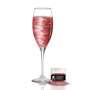 Maroon Red BREW GLITTER Edible Glitter For Wine, Cocktails, Champagne, Drinks & Beverages | 4 Grams | KOSHER Certified | 100% Edible & Food Grade | Kosher Certified | Vegan, Gluten, Nut Free