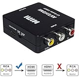 RCA to HDMI, Alitutumao Mini AV to HDMI Converter Adapter Composite CVBS Convertor 1080P Support PAL/NTSC with USB Charge Cable for PC Laptop Xbox PS4 PS3 TV STB VHS VCR Camera DVD