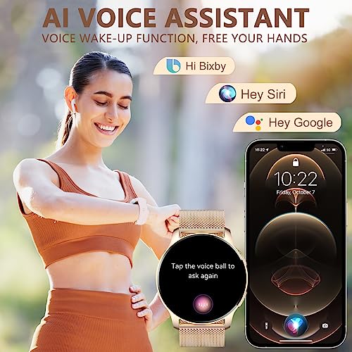 Women's Smart Watch with Call and Voice Assistant, Heart Rate Monitor, Sleep Monitor, Oximeter, Activity Bracelet Pedometer, Calorie 20 Sports Modes, for Android iOS