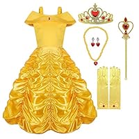 LENSEN Tech Little Girls Belle Costume Princess Dress Party Cosplay (Belle, 4 Years)