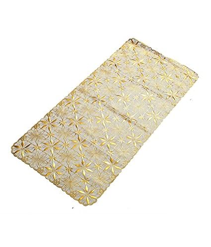 Kuber Industries PVC Table Runner - Gold (Design May Vary)