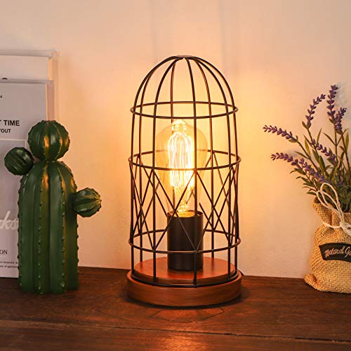 HAITRAL Industrial Table Lamp, E26 Edison Vintage Desk Lamp with Metal