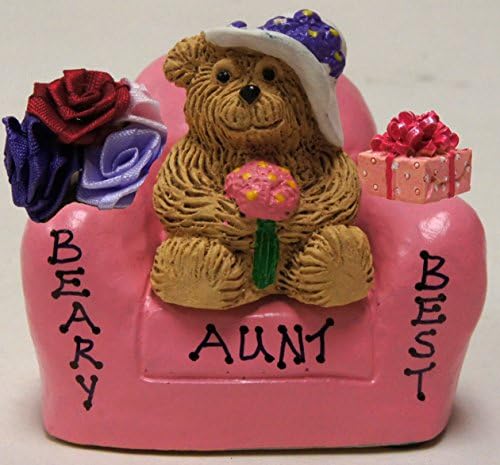Best Aunt Bear Figurine in Personalized Thanks-a-Bunch Chair, Pink