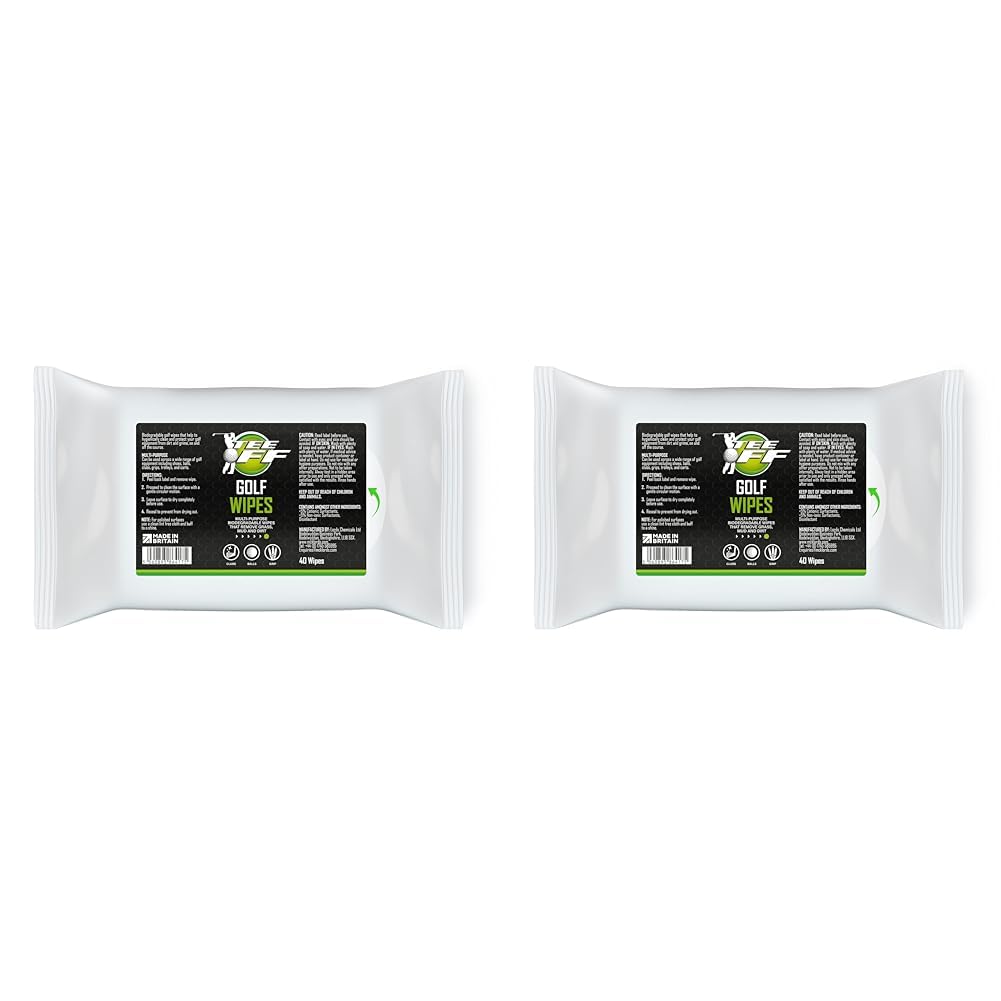 Tee Off Golf Wipes | Perfect for Cleaning Clubs, Grips, Shafts, Shoes, Balls, Trolleys and Bags | 80 Pack, White, 1 Pack