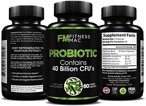 40 Billion Probiotic for Women and Men Organic by Fitness Mac