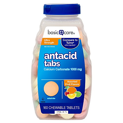 Basic care antacid tabs, calcium carbonate 1000 mg, 160 count