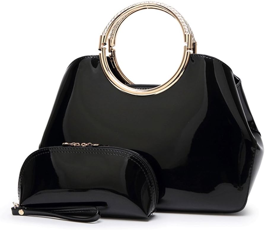 Mufly Womens Patent Top Handle Bags Stylish Tote Bag with Purse Fashion Patent Leather Messenger Bag Ladies Shoulder Bag