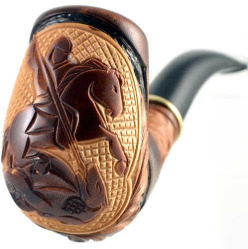 Carved tobacco smoking pipe *dragon slayer* (cooling fi…