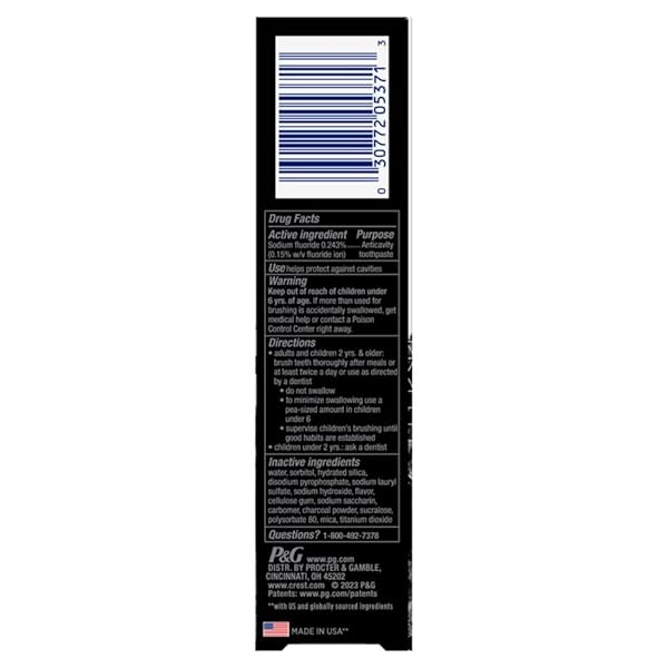 CREST 3D WHITE WHITENING THERAPY CHARCOAL DEEP CLEAN FLUORIDE TOOTHPASTE, INVIGORATING MINT, 3.5 OUNCE