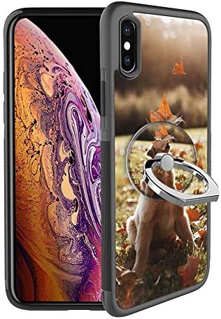 iPhone Xs Max Case with Ring Holder Stand,Dog in Yard Rotating Ring Stand and Slim Thin Anti-Fingerprint Hard with Ring Holder Stand