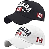 BAOZOON 2 Pcs Baseball Caps - Embroidered Maple Leaf, Adjustable Canada Flag Golf Hat for Men Women