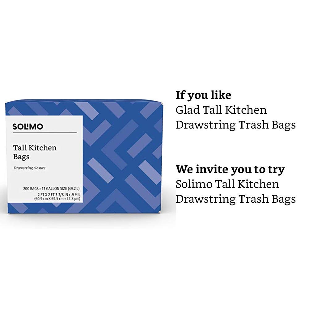 Amazoncom Amazon Brand Solimo Tall Kitchen Drawstring Trash Bags