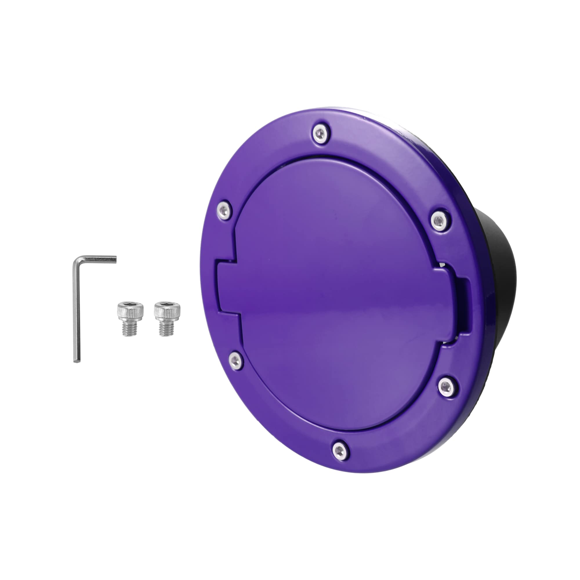 Photo 1 of X AUTOHAUX Purple Aluminum Alloy ABS Gas Fuel Tank Cap Cover for Jeep Wrangler 2007-2017 JK 2018 Locking Fuel Filler Cover Accessories