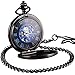 LYMFHCH Steampunk Roman Mechanical Pocket Watch, Mens Hands Scale Skeleton Pocket Watch with Chain Christmas Graduation Gifts Fathers Day