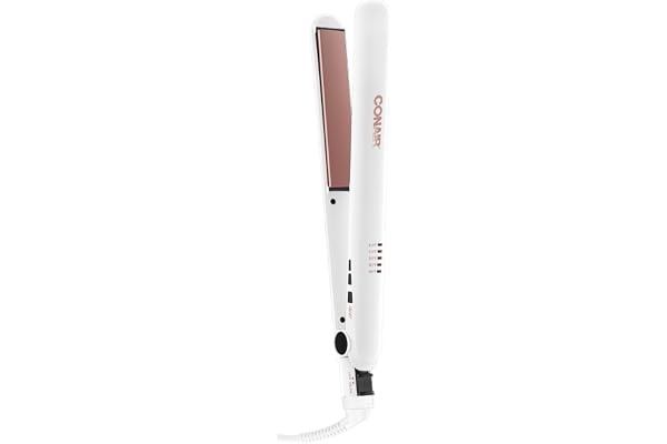 Conair Double Ceramic Hair Straightener Flat Iron with 1 Inch Floating Plates 5 Heat Settings up to 410°F Professional Stylin