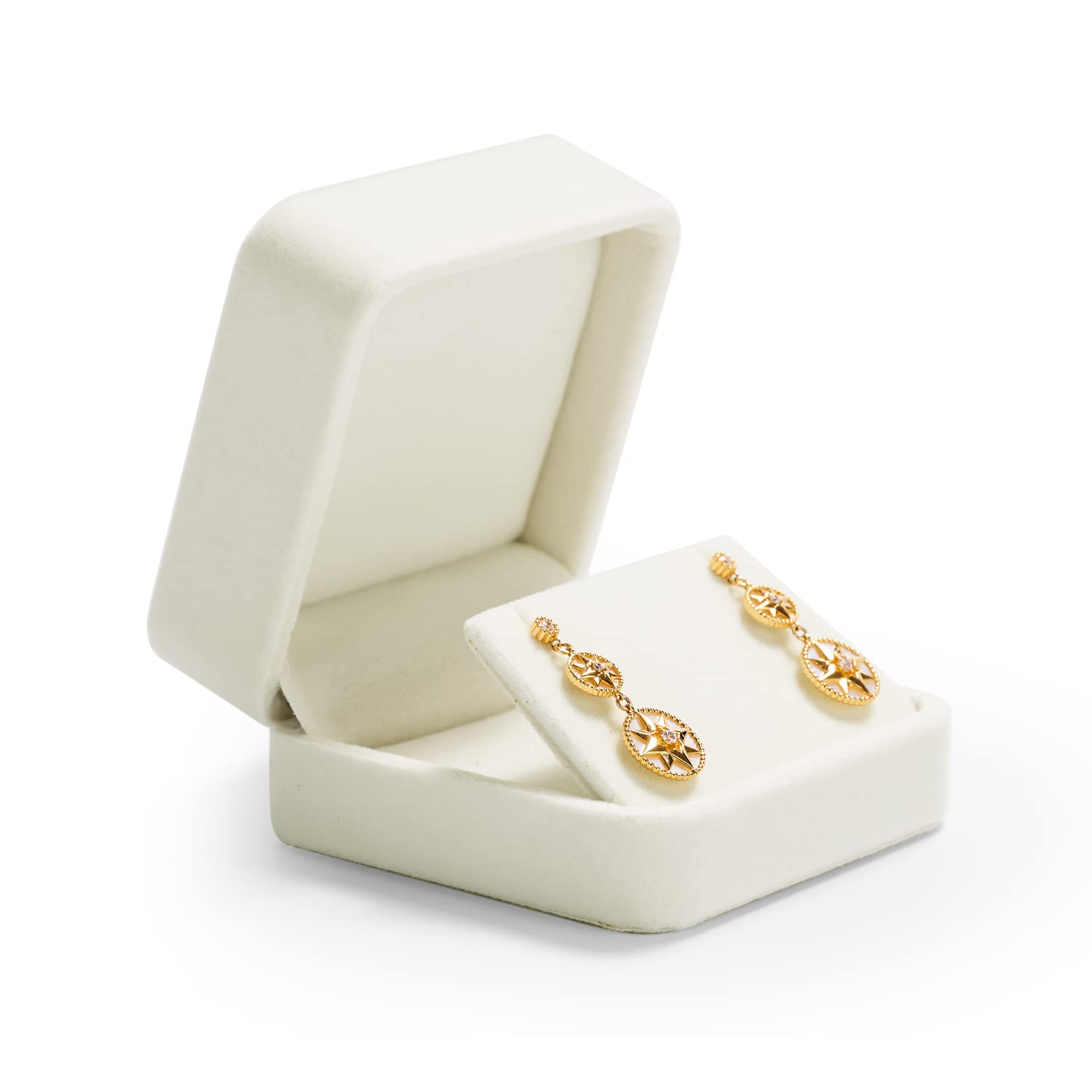 Oirlv Velvet Earring Gift Box Wedding Valentine's Day White Earrings Stud Case Classic Earring Jewelry Elegant Case Gift Box