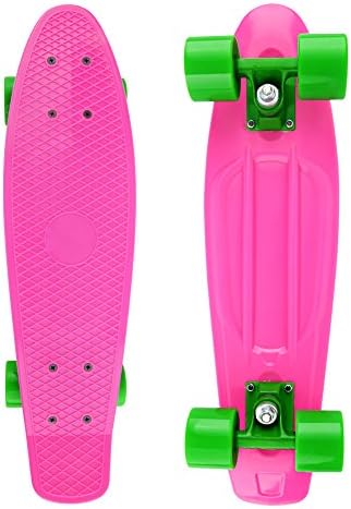 Dicoosy Mini Cruiser Skateboard Complete 22"6 Retro Plastic Skate Board for Kids Boys Girls Beginners (RED, 22')…