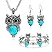 Miraculous Garden 3 Pack Jewelry Sets for Women Girls,Vintage Owl Jewelry Sets Silver Retro Turquoise Gemstone Owl Pendant Necklace Drop Earrings Charm Bracelet Set.