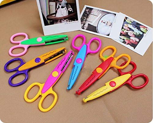 Worldoor® New 5 Inch Length DIY Craft Scissors Creative Scissors School Smart Paper Decorative Wave Lace Edge Scissors - Set of 6 - Assorted Colors for scrapbook crafts and Gift Card (Pack of 6 - 5")