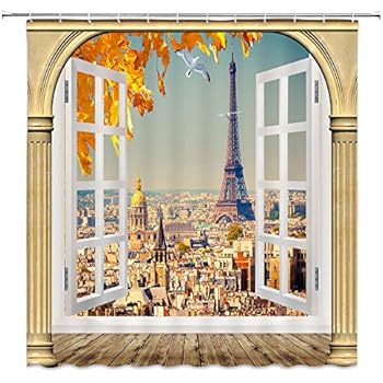Amazon Com Paris Eiffel Tower Shower Curtain City Landmark With
