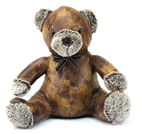 Lesser & Pavey Faux Leather Teddy Doorstop – Weighted Decorative Animal Door Stop for Home – Stylish Brown Teddy Bear Design Keeps Doors Secure – Practical and Charming Home Accessory or Gift