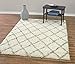 Diagona Designs Era Collection Contemporary Beni Ourain Inspired Trellis Design Modern Shaggy Area Rug, 5 ft. W x 7ft. L. Ivory/Grey