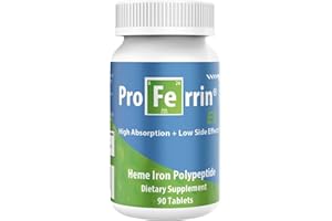 Proferrin ES- 10.5mg of high Absorbing Heme Iron Polypeptide. Made in The USA. 90 Tablets. Easy on The Gut. Not affected by Coffee, Calcium, or PPI's.