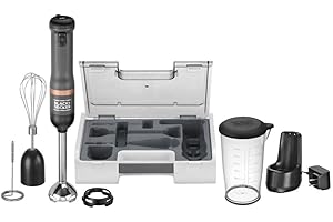 BLACK+DECKER Kitchen Wand Immersion Blender Handheld, 3 in 1 Set, Includes 2 Storage Cases, Charging Dock, Whisk Attachment, 