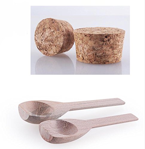 2PCS 100ml/ 200ml Empty Clear Frosted Thick Plastic Bath Salt Seasoning Sauce Jar Container - Dressing Cruet Powder Bottle Pot with Cork Cap and Spoon (200ml/ 6.7oz)