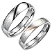 Flongo Men's Womens Real Love Heart Matching Stainless Steel Couples Engagement Ring Wedding Promise Band