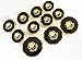 11 Pieces Gold Metal and Black Blazer Button Set - Shield - for Blazer, Suits, Sport Coat, Uniform, Jacket