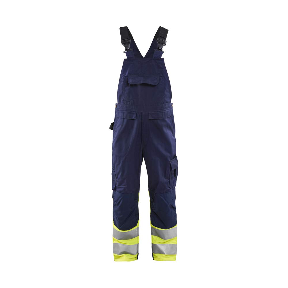 Blaklader 266218008933C56 High Vis Dungarees, Navy/Yellow, Size C56