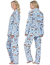 PajamaGram Pijamas de franela suave, para amantes de las mascotas, para mujer