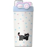 ZZT Cute 17 oz Insulated Tumbler with Straw and Lid, Stainless Steel School Travel Working Coffee Mug, Detachable Dust Cap,Great Gifts for Women & Girls (Blue)