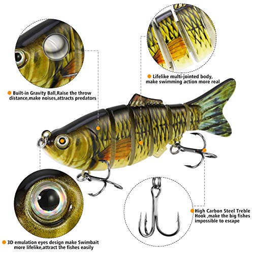 Magreel Leurre Pêche Mer Multi Articulé, Leurre Truite Kit De Pêche Au Leurre à Décélération Lente Pour Truite, Brochet, Perche Et Plus – Lot De 3