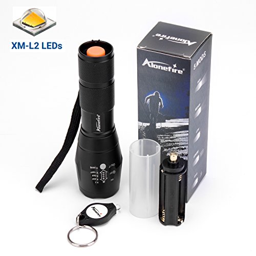 Alonefire G700 Portable Tactical LED Flashlight 1000 High Lumens XM-L2 Support Rechargeable 18650 or AAA Battery Aluminum Body 5 Mode Zoomable for Camping Kids Police Emergency Hiking Travel