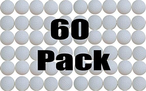 Practice Golf Balls - Plastic, Hollow, White (60 Pack)
