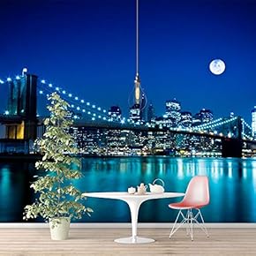 Wall Murals for Bedroom Brooklyn Bridgeand Newyork City Large Removable Wallpaper Peel and Stick Wall Stickers - 66x96 inches
