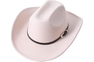 GRNUS Men Women Wide Brim Western Cowboy Cowgirl Hats with Buckle Belt