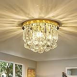 Gopmmy Round Crystal Lamp Chandelier,Modern Gold G9