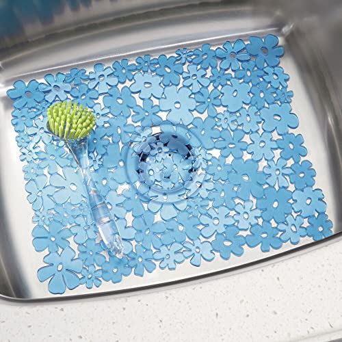 mDesign Adjustable Kitchen Sink Dish Drying Mat/Grid Soft Plastic