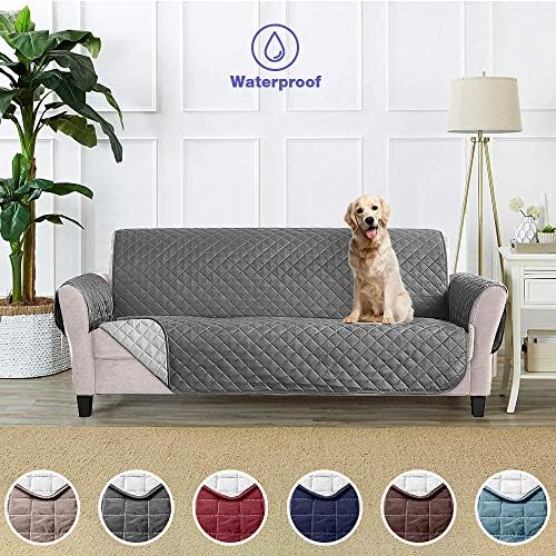 BalladHome Sofa Cover 3 Seater Slipcovers Anti Slip Sofa Protector Cover Water Resistant Furniture Protector,Furniture Slipcover,Reversible Furniture Protector for Dogs, Pets and Dirt Proof (HuiSe)