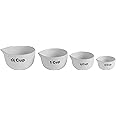 Creative Co-Op White Stoneware Measuring Cups (Set of 4 Sizes)
