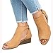 Womens Low Heel Wedge sandals Open Peep Toe Side Cut Out Ankle Buckle Cushioned Strap Summer Suede Shoes