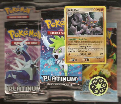 Pokemon Platinum Blister Pack: 2 Platinum Boosters, 1 Crystal Guardian Booster, 1 Coin & 1 Gliscor LV47 Limited Edition Promo Card!