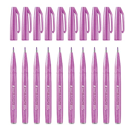 Pentel Brush Sign Pen SES15C-12 Fibre-Tip Pen 10 Pink purple