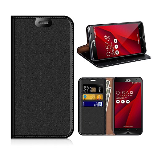 Asus Zenfone 2 ZE551ML Wallet Case, Mobesv Zenfone 2 ZE551ML Leather Case/Phone Flip Book Cover/Viewing Stand/Card Holder for Asus Zenfone 2 ZE551ML, Black
