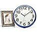 DreamSky 13 Inches Large Wall Clock, Non-Ticking Silent Quartz Decorative Clocks, Battery Operated, Blue Round Retro Indoor Kitchen Bedroom Living Room Wall Clocks, Big 3D Number Display.