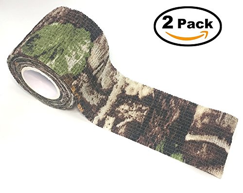 LRRH Multifunctional Self-adhesive Protective Tape Camo Non-woven Waterproof Bandage Outdoor Military Huntingï¼ˆ2PCSï¼‰ (Bionic camouflage)